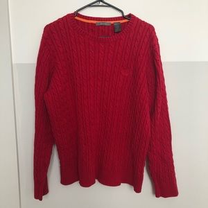 Liz Claiborne Thick Red Cable Knit Crew Sweater